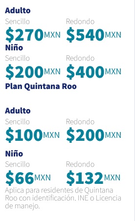 combien coûte le ferry de cancun à isla mujeres